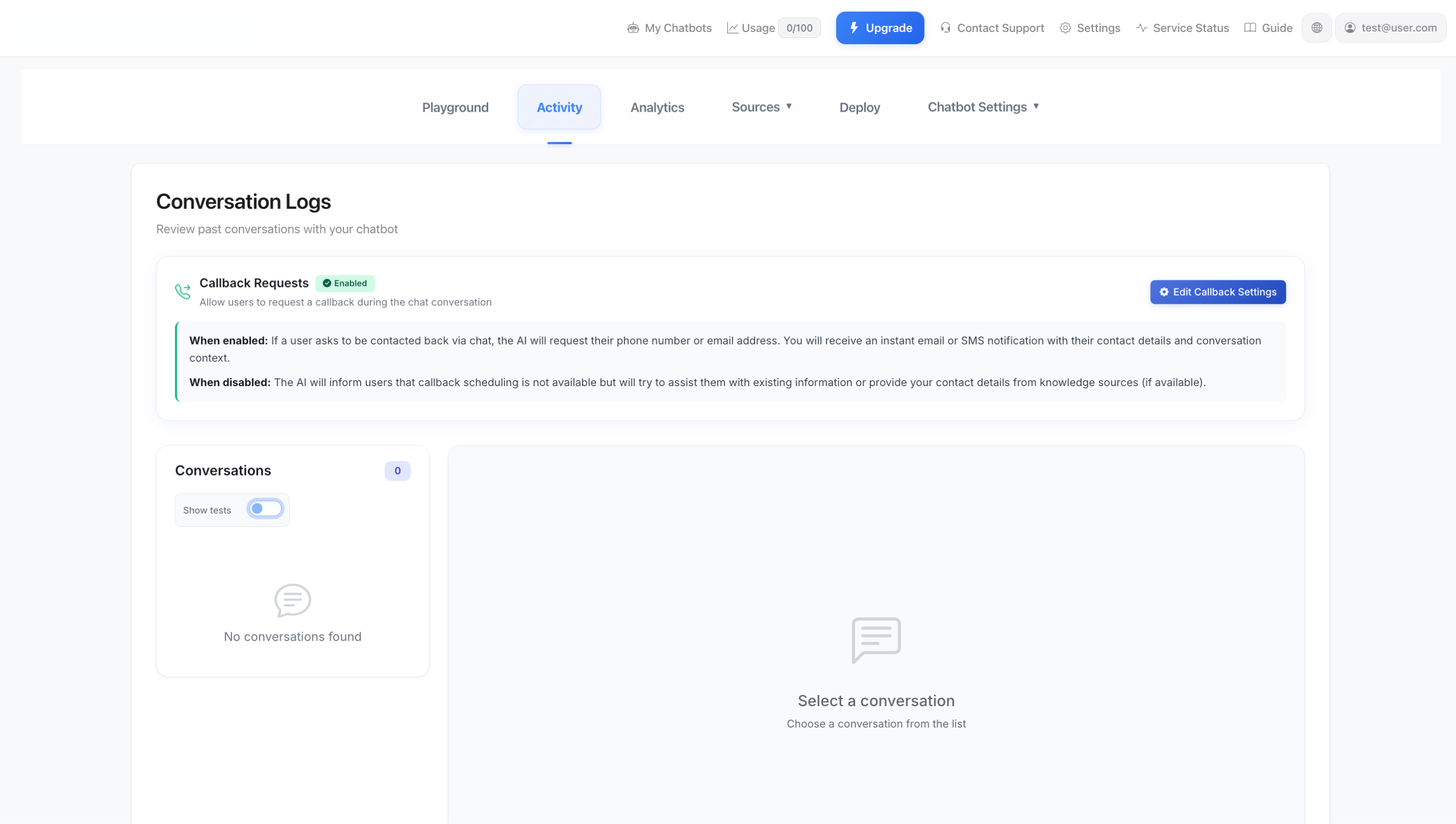 Journaux d'activité et de conversation